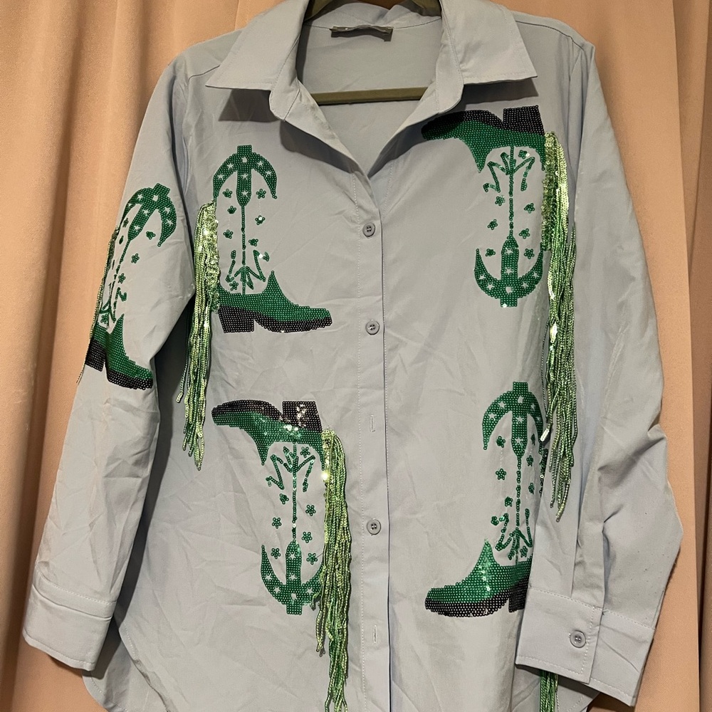 Shirt with Green Boot Design